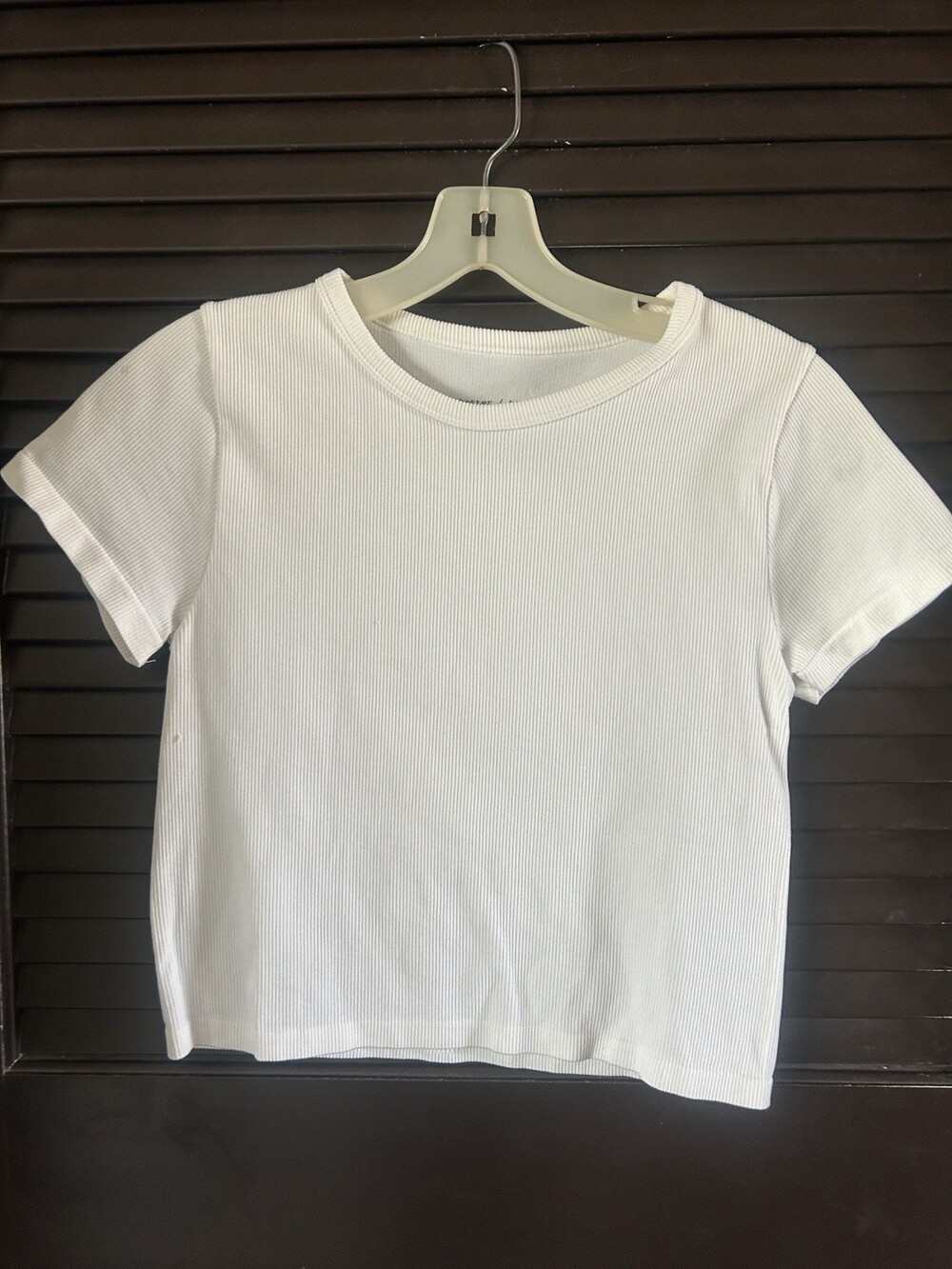 better / together Women's XL White Solid Ribbed Knit Crew Neck Stretch T-Shirt